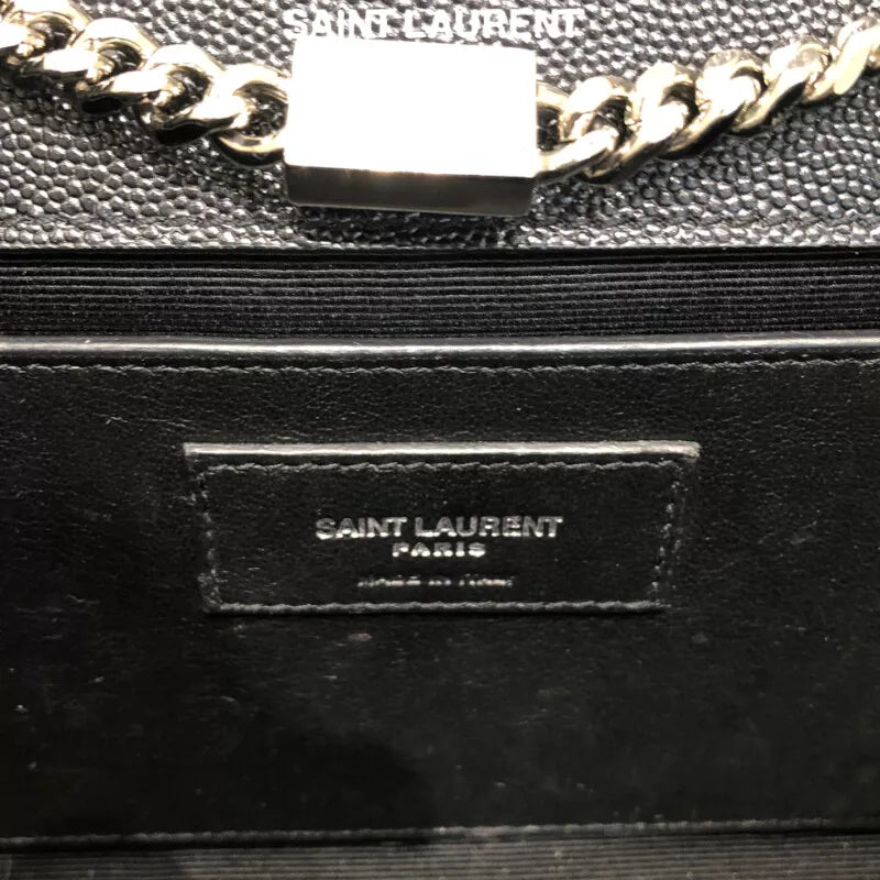 Auth SAINT LAURENT Kate Tassel Small Shoulder Bag In Black Grain Leather