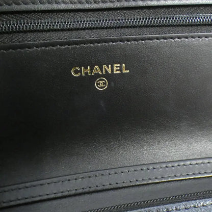 Authentic CHANEL Chain Wallet in Black Caviar Skin