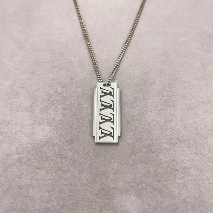 Louis Vuitton Collier Plaque Multi LV Necklace in Silver