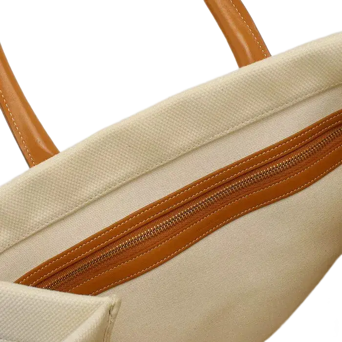 Auth CELINE Tote Bag In White Canvas