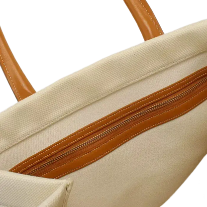 Auth CELINE Tote Bag In White Canvas