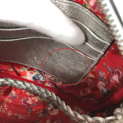 GUCCI Quilted Shoulder Bag Silver Leather