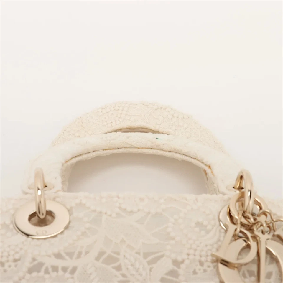 Christian Dior Lady Dee Light Medium Racing 2 Way Handbag White