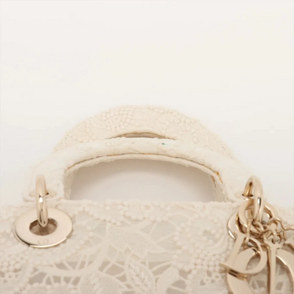 Christian Dior Lady Dee Light Medium Racing 2 Way Handbag White