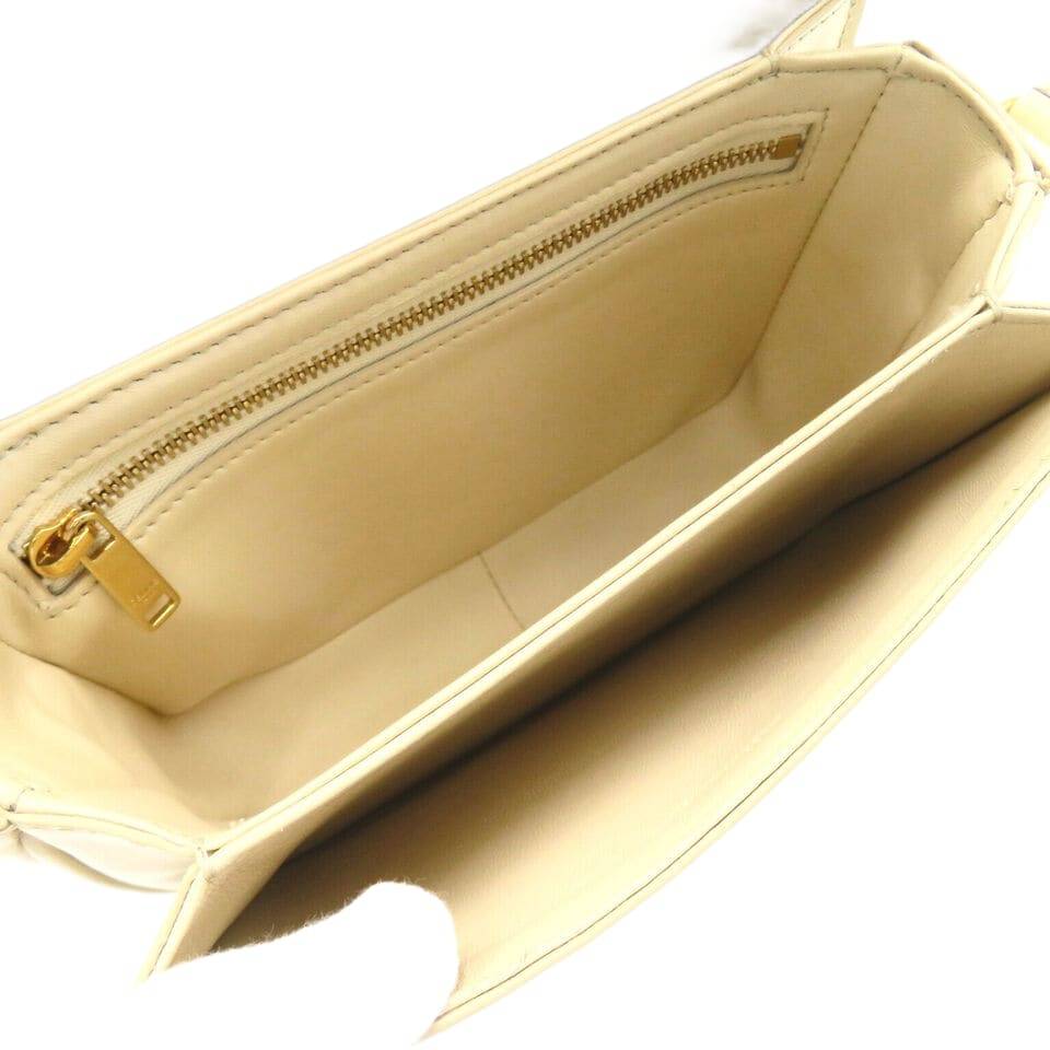 CELINE Soiree Shoulder crossbody hand Bag leather Beige Used