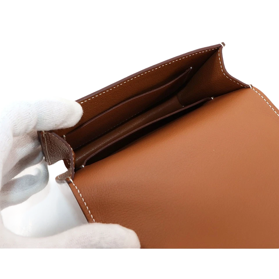 HERMES Roulis Slim Wallet Ever Color Brown U Purse