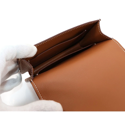 HERMES Roulis Slim Wallet Ever Color Brown U Purse