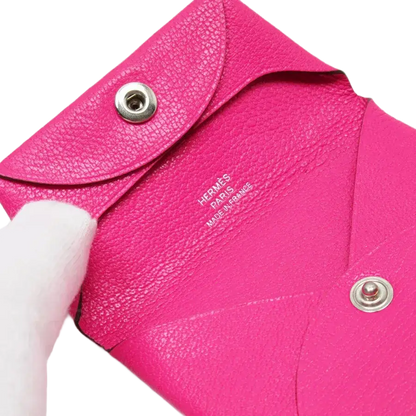 Auth HERMES Bastia Coin Case Pink Leather