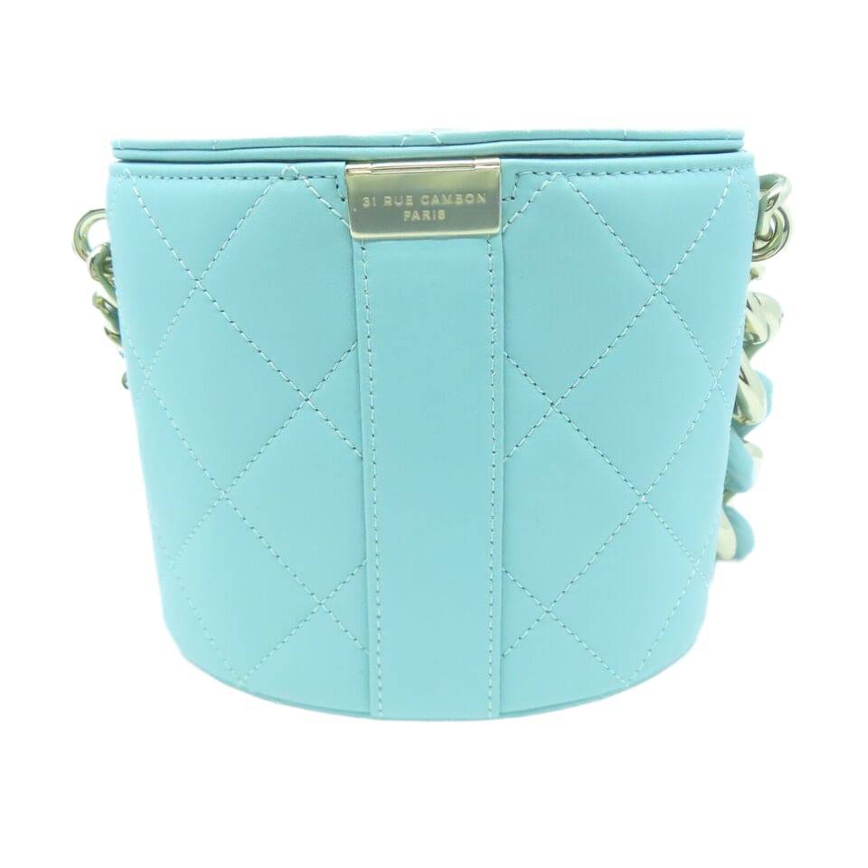 CHANEL Quilted CC GHW Chain Shoulder Bag Lambskin Leather Light Blue