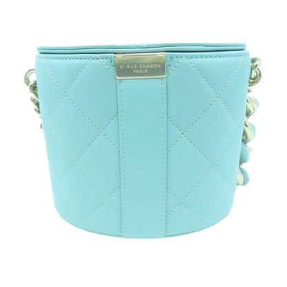 CHANEL Quilted CC GHW Chain Shoulder Bag Lambskin Leather Light Blue