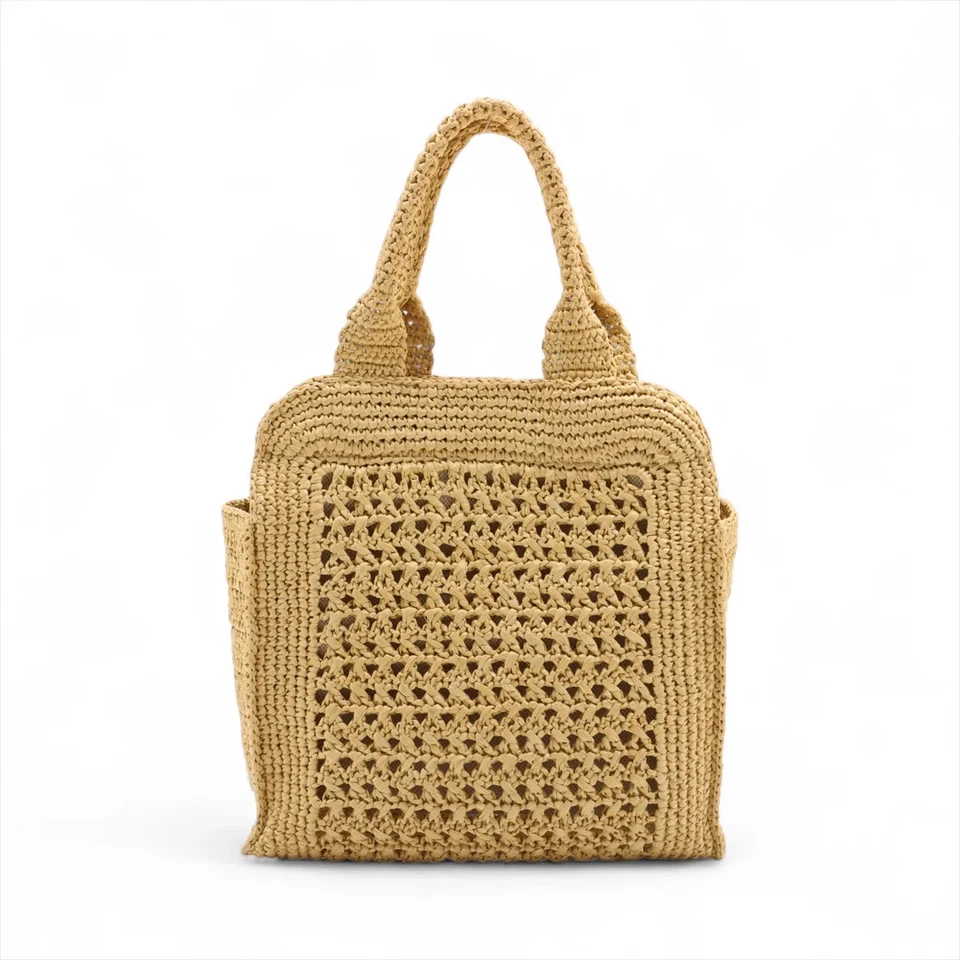 Miu Miu Straws x Leather 2 Way Handbag Beige