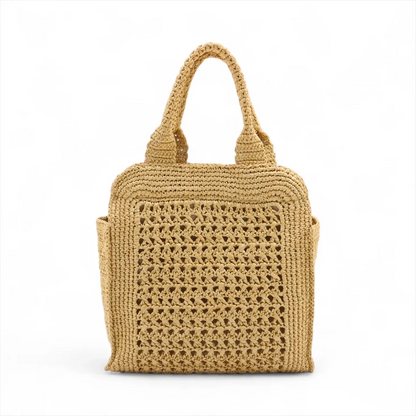 Miu Miu Straws x Leather 2 Way Handbag Beige