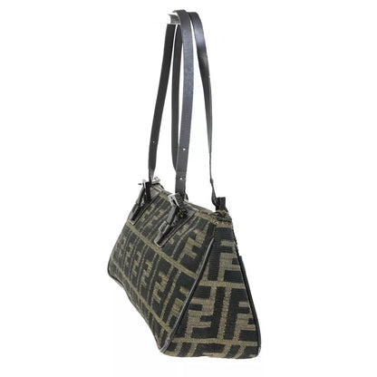 FENDI Logo Zucca Pattern Handbag – Brown Canvas/Leather