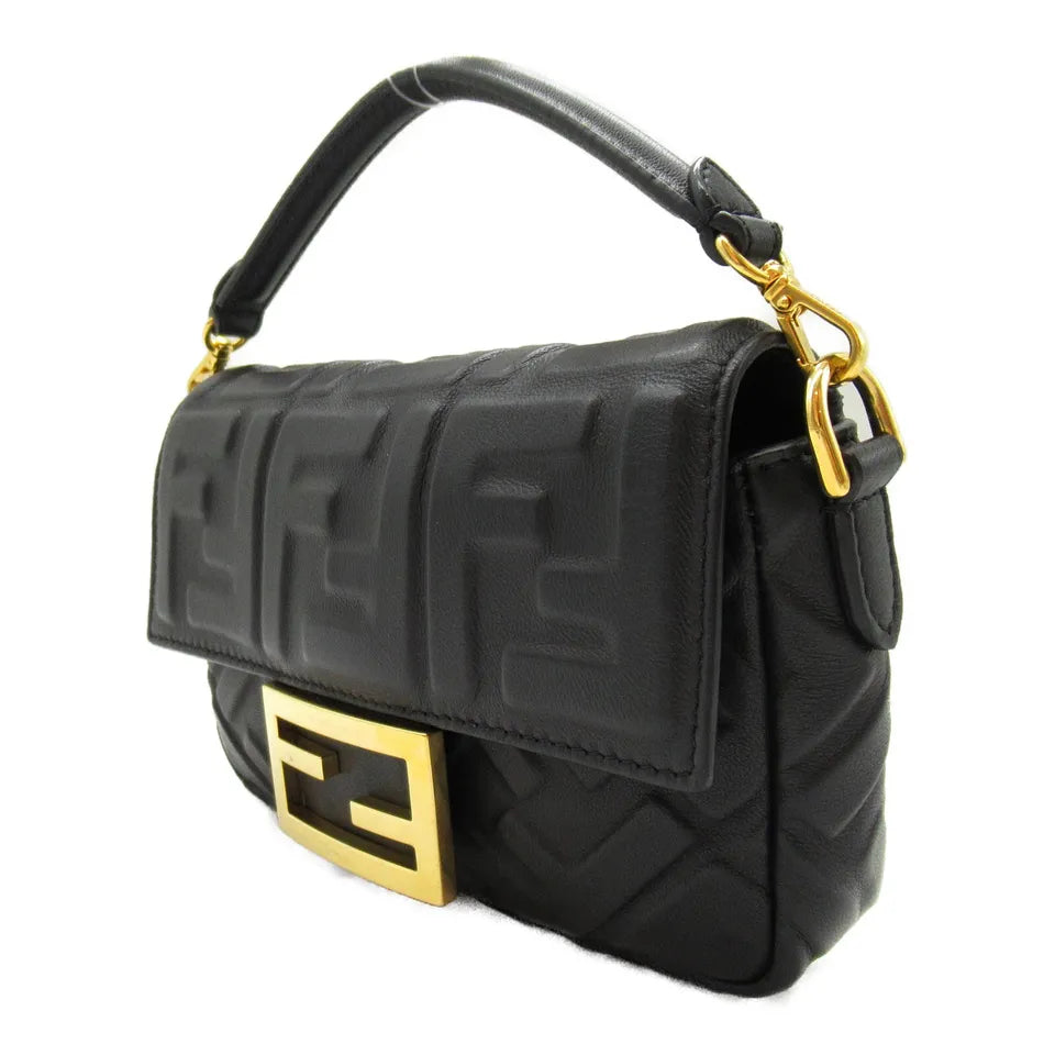 FENDI 2way Shoulder bag crossbody leather Black