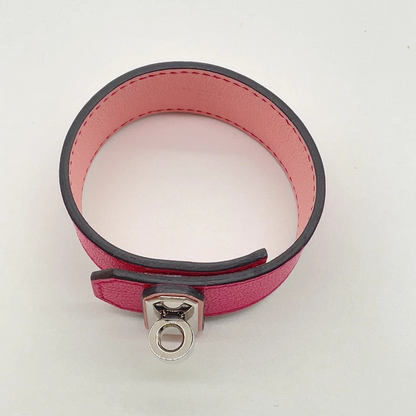Hermès Kelly Twist GM Double Engraved Leather Bracelet in Pink