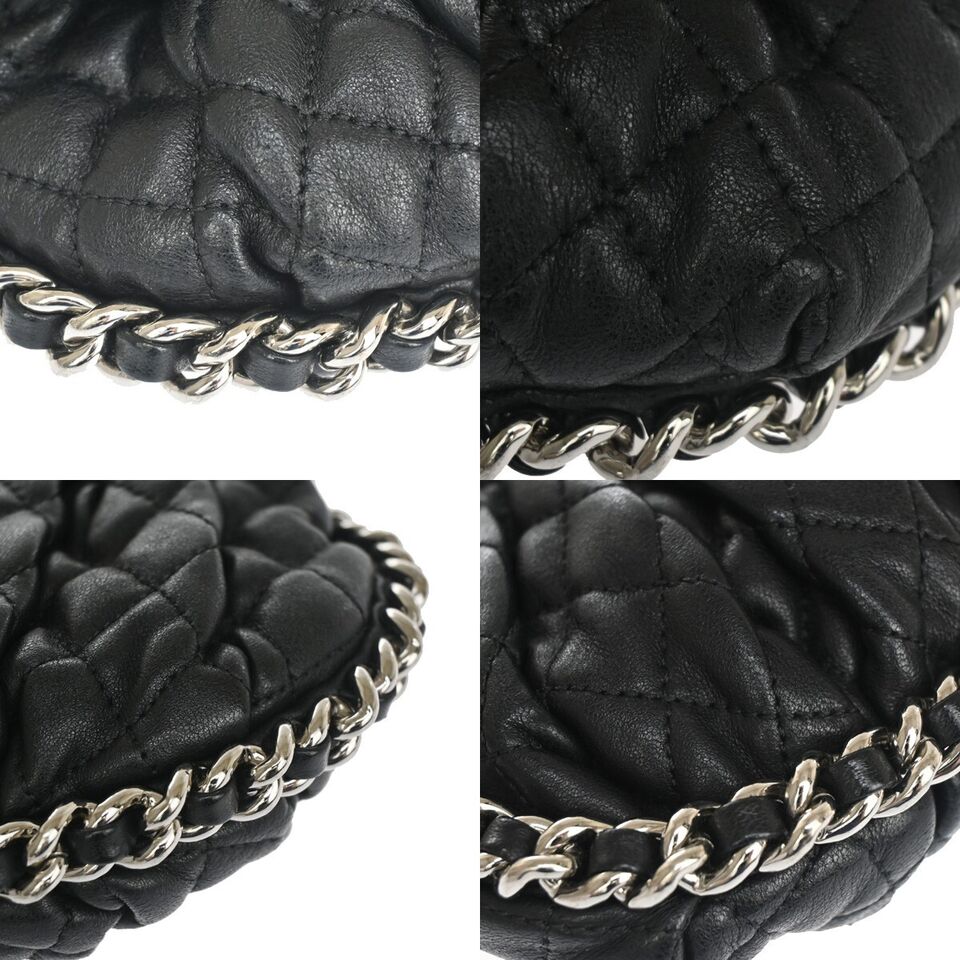 CHANEL CC Chain Around Mini Matelasse Shoulder Bag Leather Black