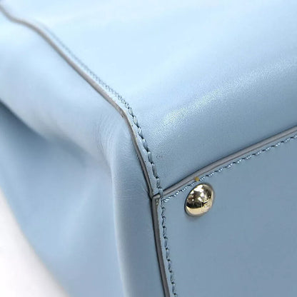 Auth FENDI Peekaboo Shoulder Bag Light Blue Leather/Silvertone