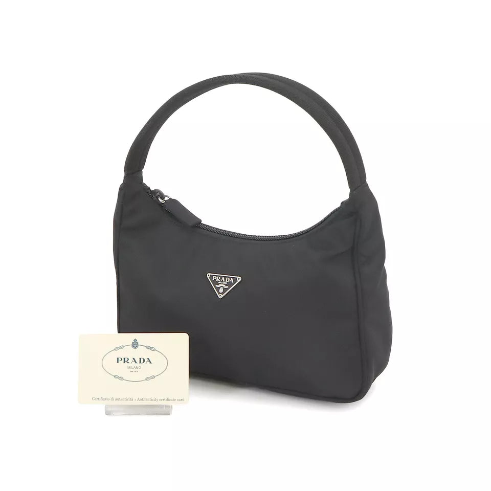 Auth PRADA Mini Nero Hand Bag In Nylon Black