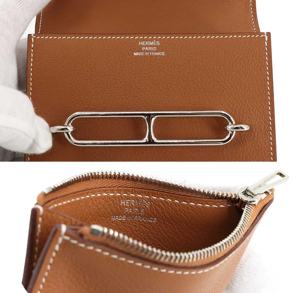 HERMES Roulis Slim Wallet Ever Color Brown U Purse