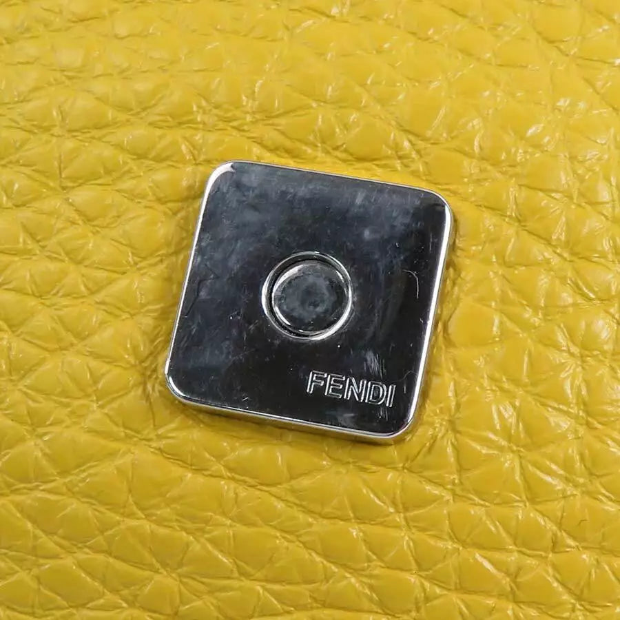 Auth FENDI Selleria Baguette Body Shoulder Bag Yellow Leather