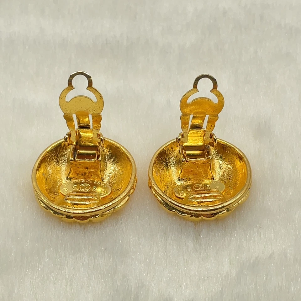 Chanel Matelassé “Melon Pan” Coco Mark Earrings