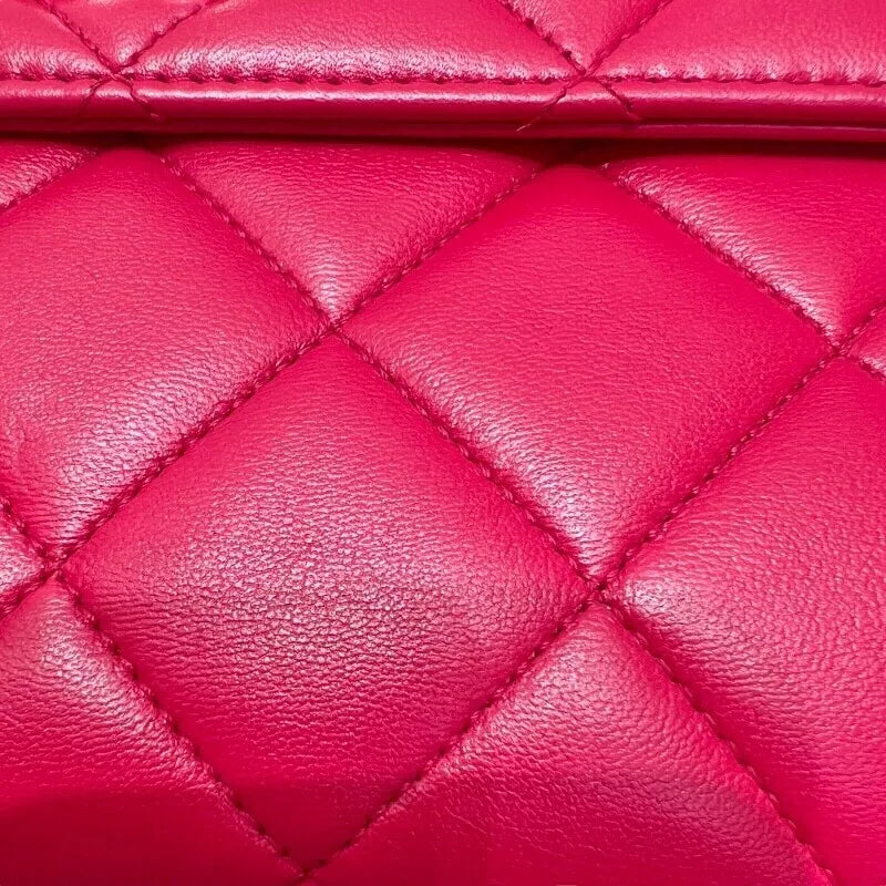 Auth CHANEL Trendy CC Top Handle Shoulder Bag Shocking Pink Calfskin