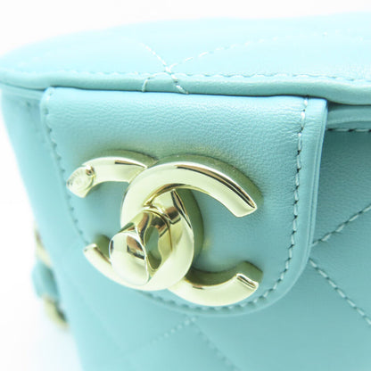 CHANEL Quilted CC GHW Chain Shoulder Bag Lambskin Leather Light Blue