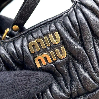 MIUMIU Wonder Matelasse Hobo Bag Leather Black