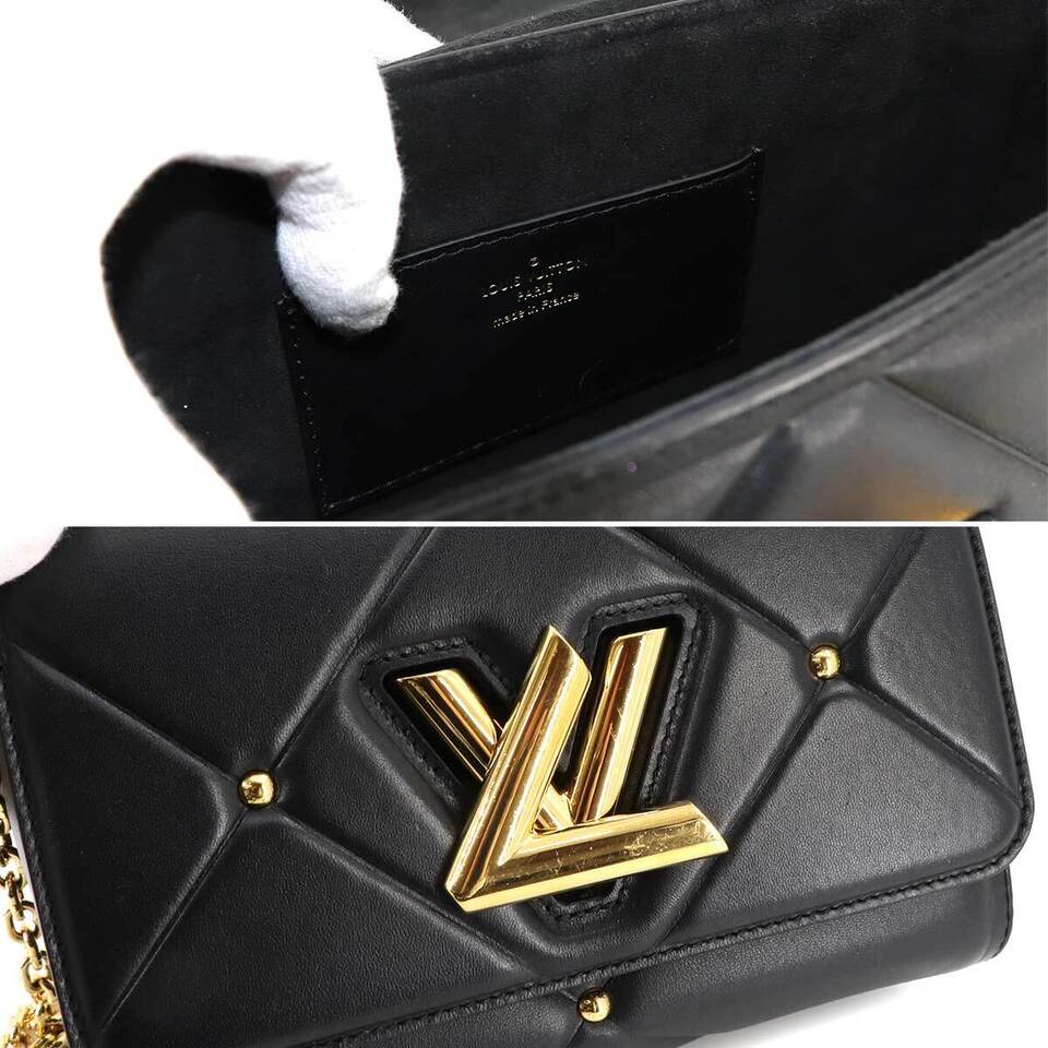 LOUIS VUITTON Twist MM 2way Chain Shoulder Bag Leather Black