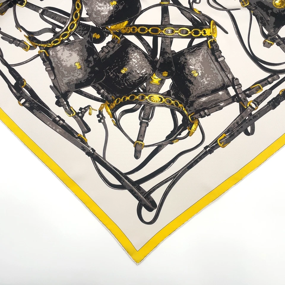 Hermès Carré 90 Brides Rebelles Scarf in Grey x Multicolor Silk