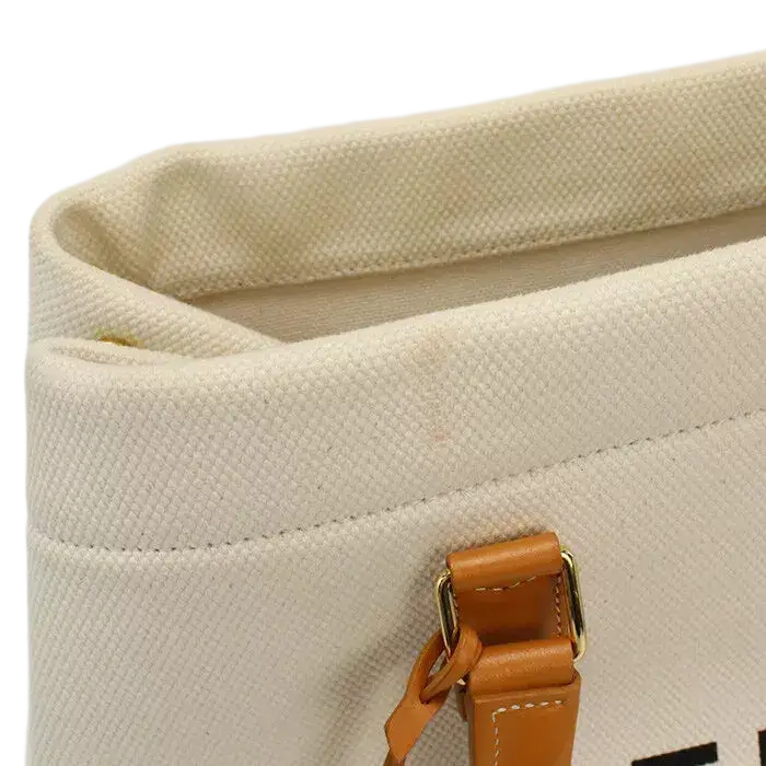 Auth CELINE Tote Bag In White Canvas