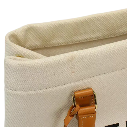 Auth CELINE Tote Bag In White Canvas