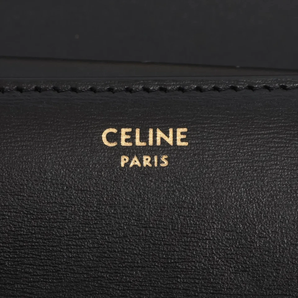 Celine Triomphe Small Flap Wallet Leather Compact Wallet Black