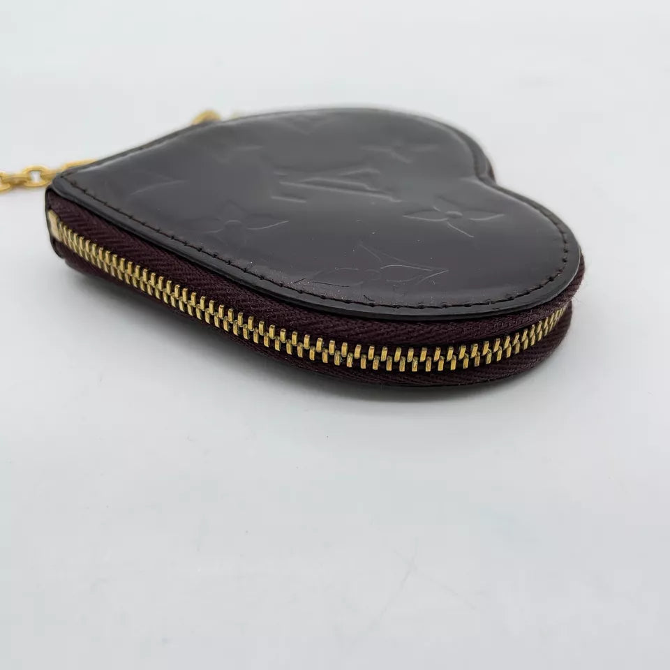 Louis Vuitton Porto Monnaie Coeur Heart Coin Case In Amarante Vernis