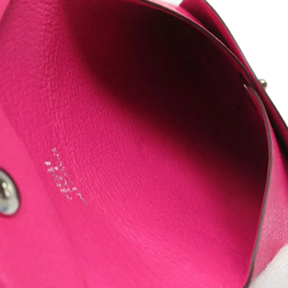 Auth HERMES Bastia Coin Case Pink Leather