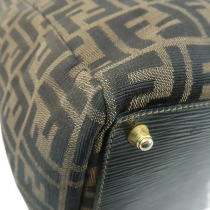 FENDI Zucca Canvas Leather Boston Bag
