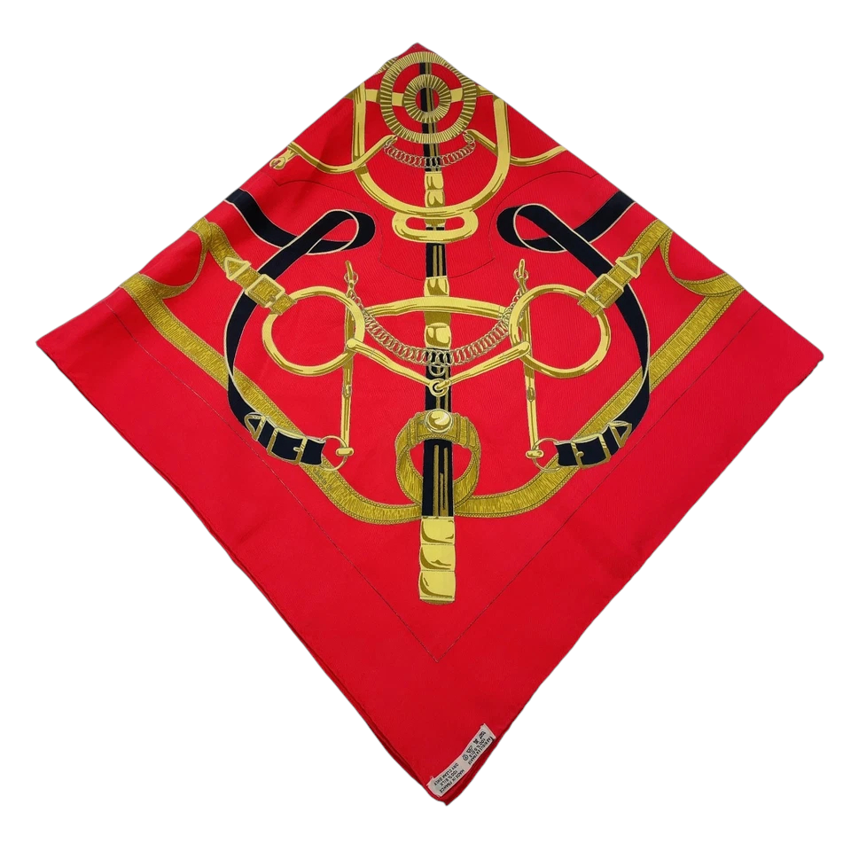 Hermes Carré 90 Eperon d'or Golden Spur Multicolor Silk Scarf