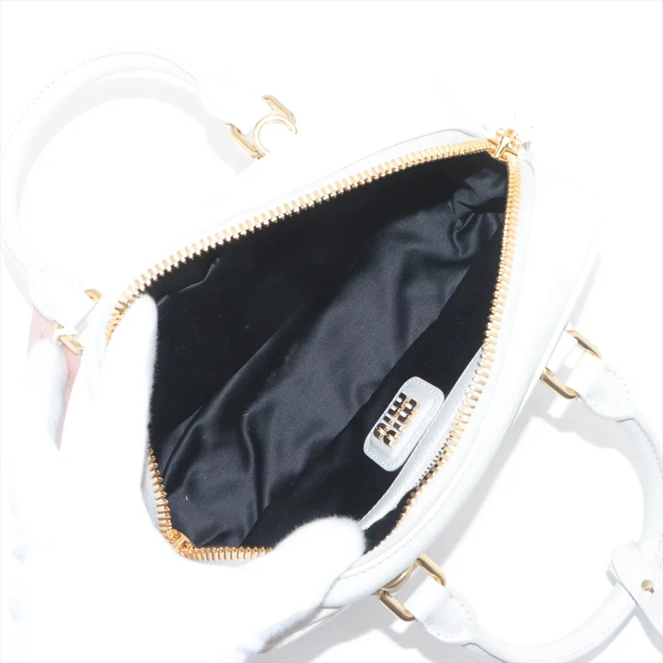 Miu Miu Arkady Leather 2 Way Handbag Beige