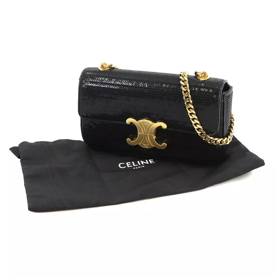 CELINE Triomphe Sequins Chain Shoulder Bag