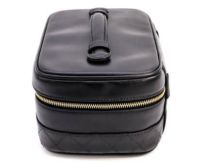 Chanel Matelassé Vanity Bag in Black Leather (Vintage)