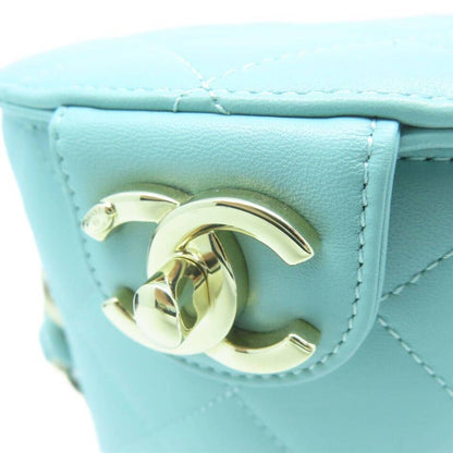 CHANEL Quilted CC GHW Chain Shoulder Bag Lambskin Leather Light Blue