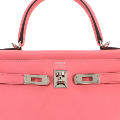HERMES Kelly 25 2way Hand Shoulder Bag Swift Leather Rose Dete Pink