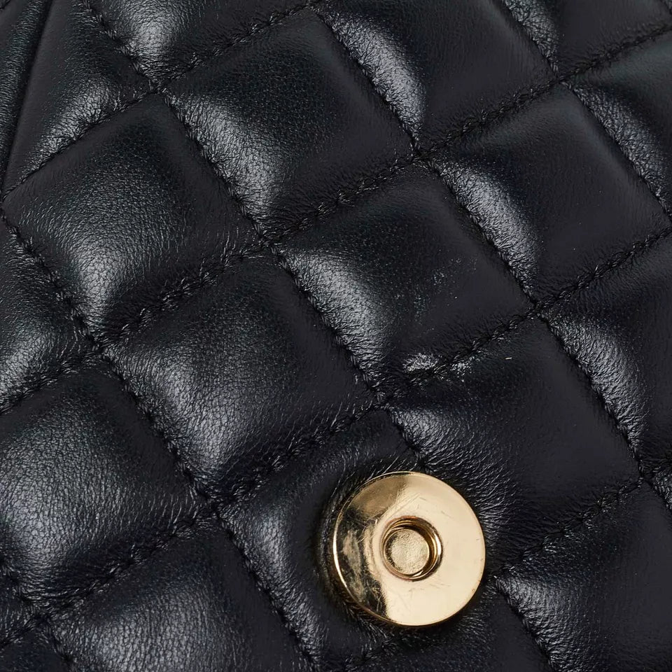 Versace Black Quilted Leather Medusa Chain Shoulder Bag