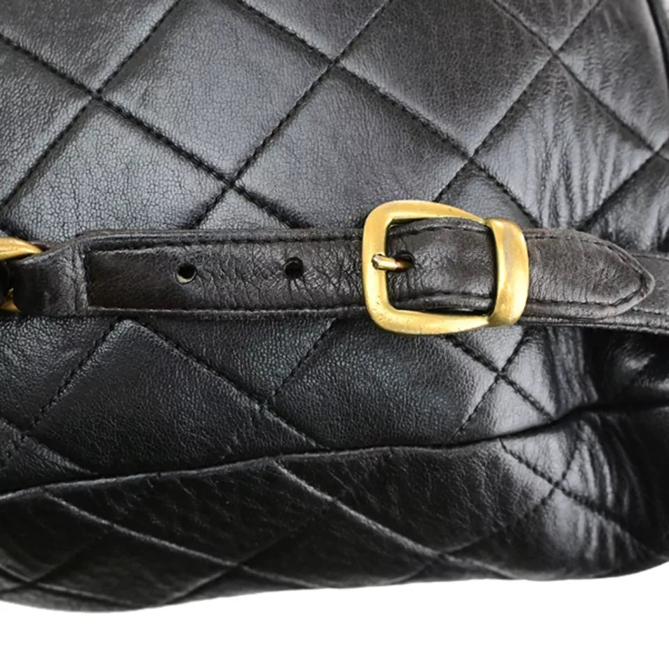 CHANEL CC Logo Matelasse Chain Backpack Bag – Black Leather