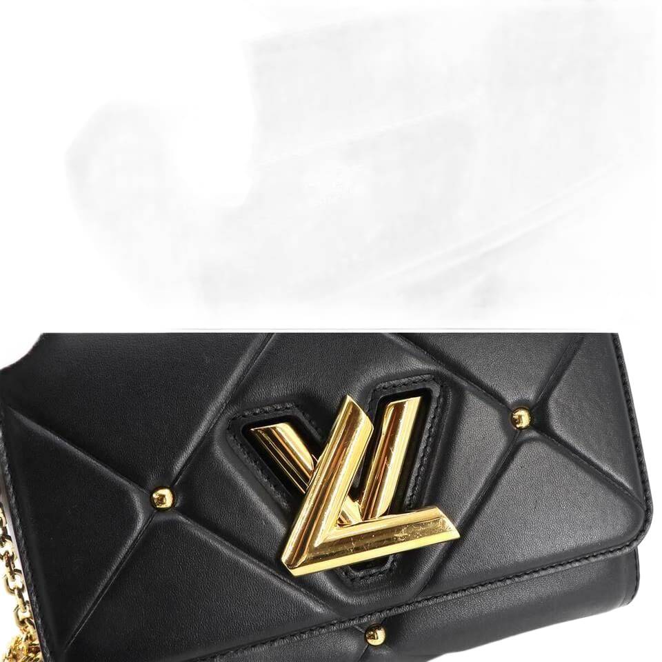 LOUIS VUITTON Twist MM 2way Chain Shoulder Bag Leather Black
