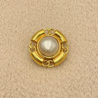 Chanel Coco Faux Pearl Earrings in Gold-Tone Metal (29 Engraved)