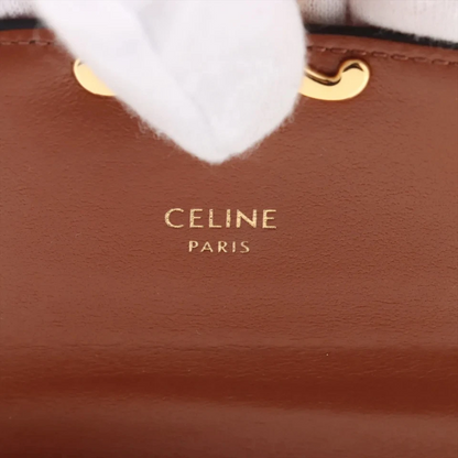 Celine Triomphe Small Flap Wallet PVC x Leather Compact Wallet Brown