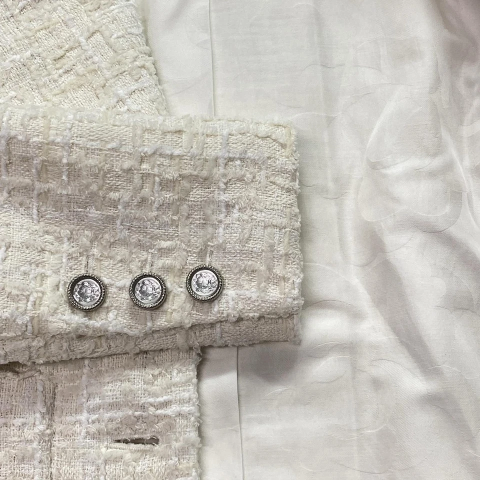 CHANEL Cream White Cotton Polyester Women's Jacket