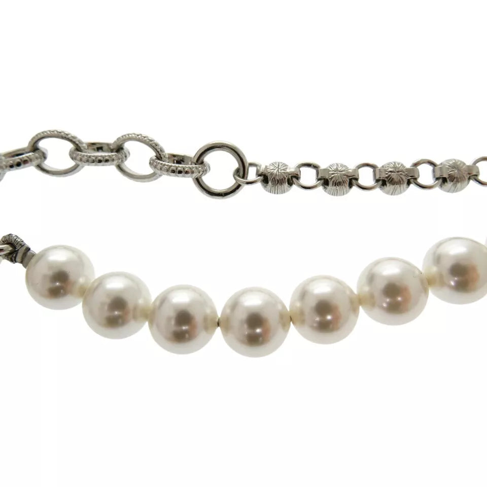 CHANEL Costume Pearl Crystal Choker Necklace – Silver