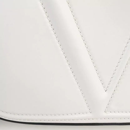 Auth VALENTINO Vlogo Diagonal Shoulder Bag In White Leather